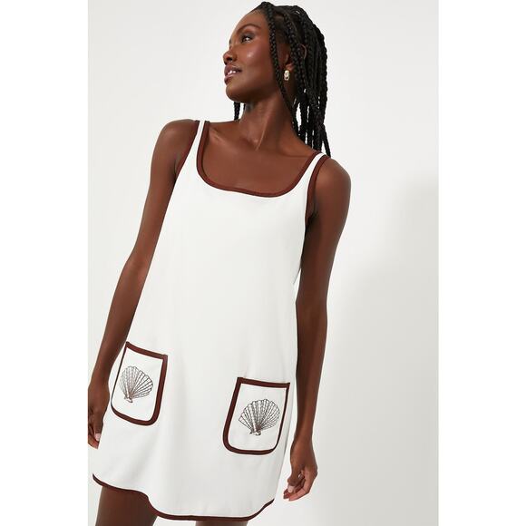 TUCKERNUCK BEACH Blanc Shell Embroidered Mini Terrycloth Dress Coverup XL NWT - Picture 4 of 7